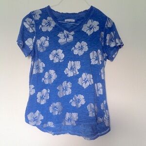 Sunsets & Sweet Tea 100% Cotton Tropical Metallic Floral T-shirt